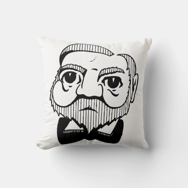 Caricature Andrew Carnegie Throw Pillow (Front)