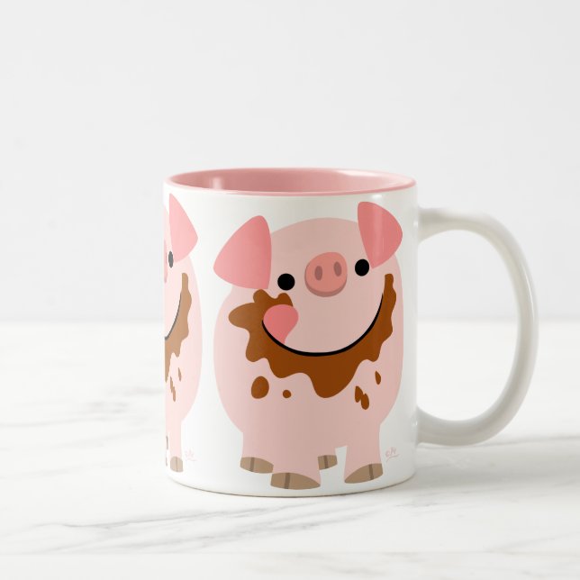 Caricature au chocolat mignon Cochon Mug (Droit)