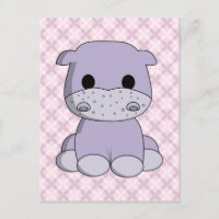 Caricature bébé hippo enfant carte postale