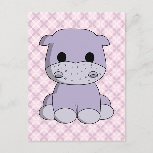 Caricature bébé hippo enfant carte postale (Devant)