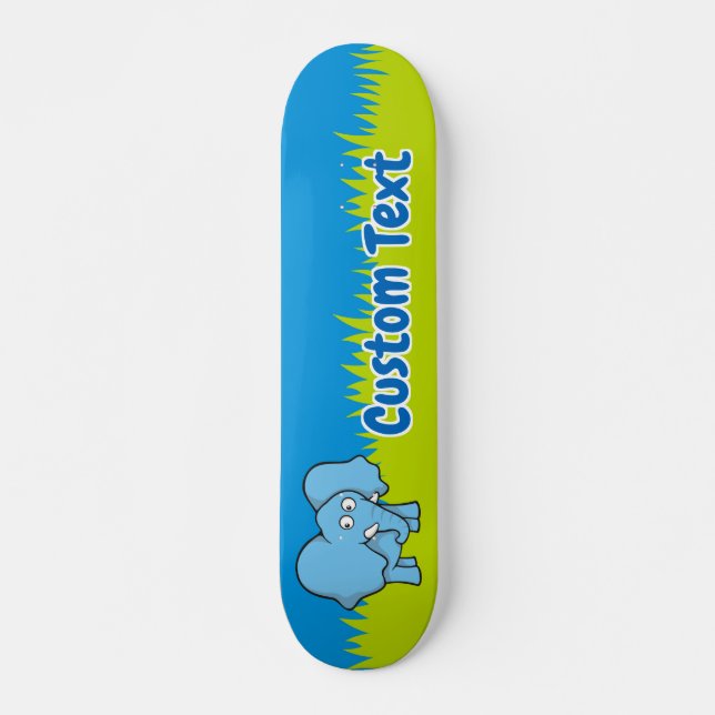 Caricature bleu éléphant skateboard deck (Devant)