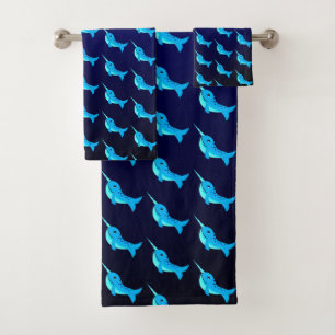 Caricature bleu narval motif sur Navy Blue
