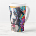 Caricature Bordure Collie dans un jardin Latte Mug