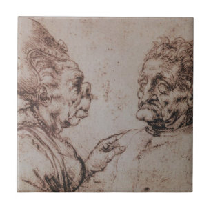 Caricature by Leonardo da Vinci Tile