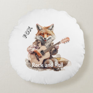 Caricature Cartoon Animal Fox A musical Round Pillow