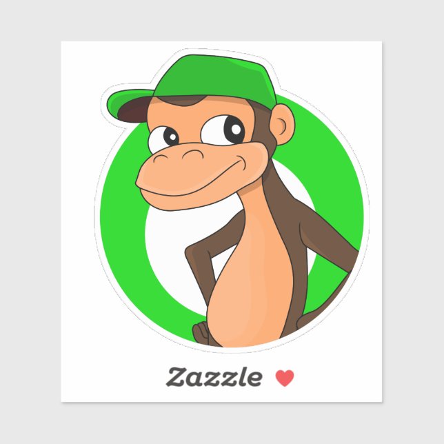Caricature Chimp Sticker en vinyle taillé sur mesu (Feuille)