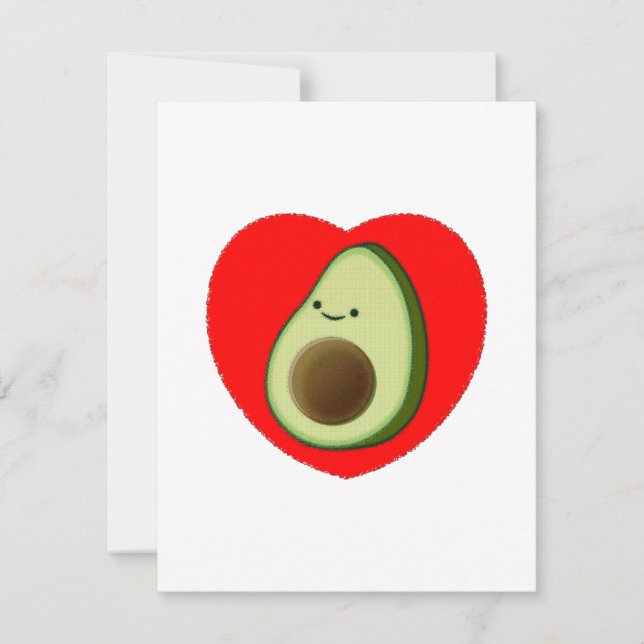 Caricature Cute Avocado Dans Carte Postale Coeur R (Devant)