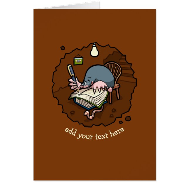 Caricature Cute Mole Novelist Livre D'Écriture Dan (Devant)
