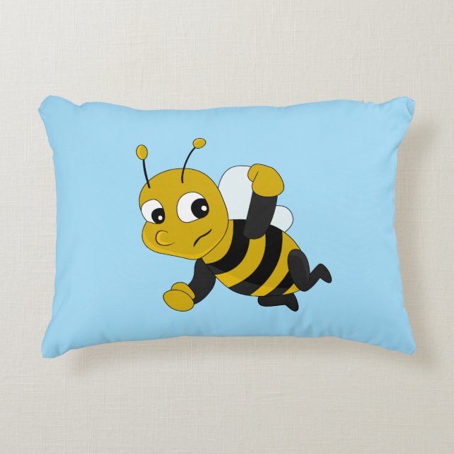 Caricature d'abeille coussin décorative (Devant)