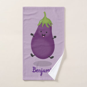 Caricature d'aubergine d'aubergine joliment heureu