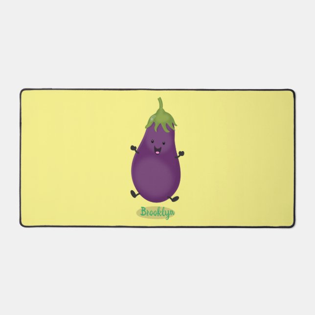 Caricature d'aubergine d'aubergine joliment heureu (Recto)