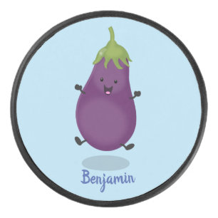 Caricature d'aubergine d'aubergine joliment heureu