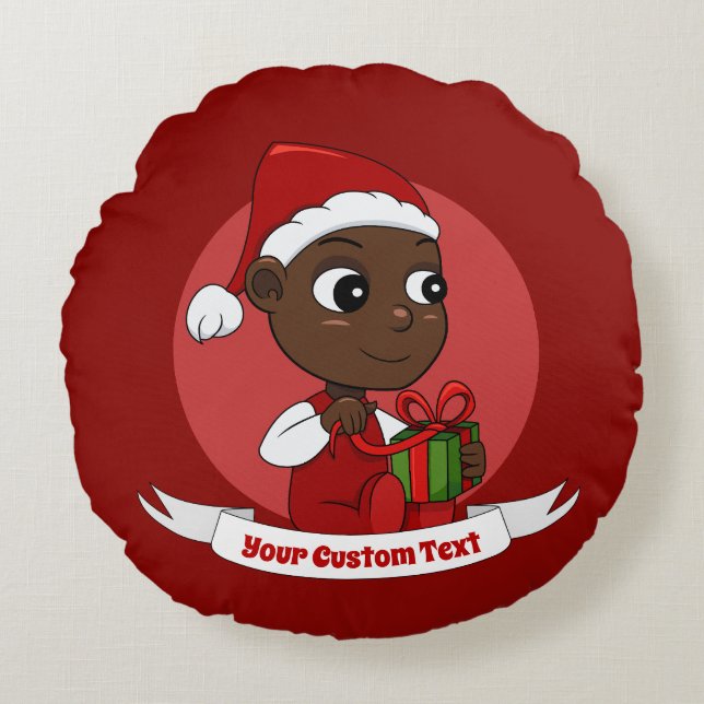 Caricature de bébé Noël mignonne Coussin rond (Devant)