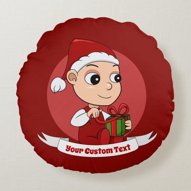 Caricature de bébé Noël mignonne Coussin rond (Devant)
