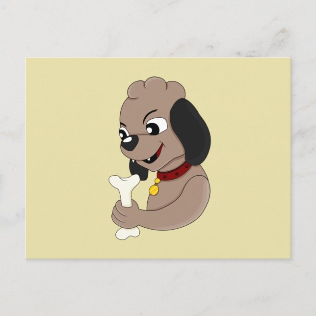 Caricature de chien chiot mignonne carte postale (Devant)
