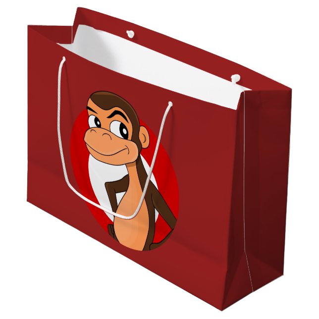 Caricature de chimpanzé grand sac cadeau (Devant Angle)