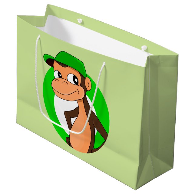 Caricature de chimpanzé grand sac cadeau (Devant Angle)