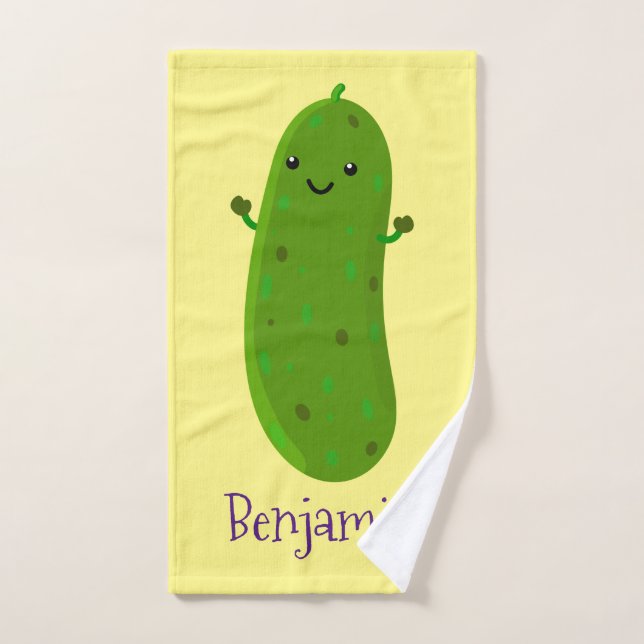 Caricature de cornichon joyeux (Serviette à main)