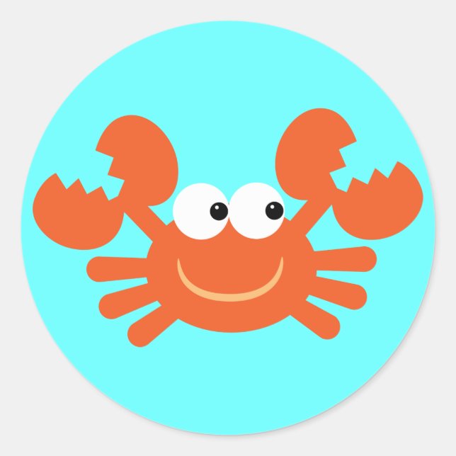 Caricature de crabe bleu autocollants pour enfants (Devant)