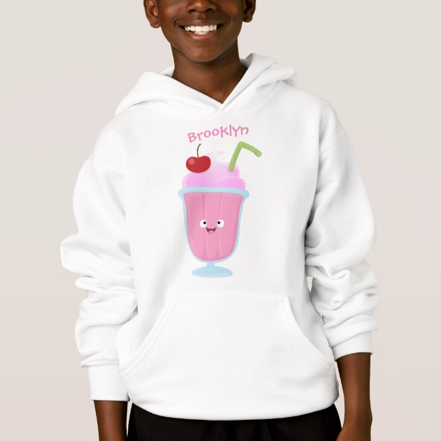 Caricature de crème glacée de fraise mignonne (Devant)
