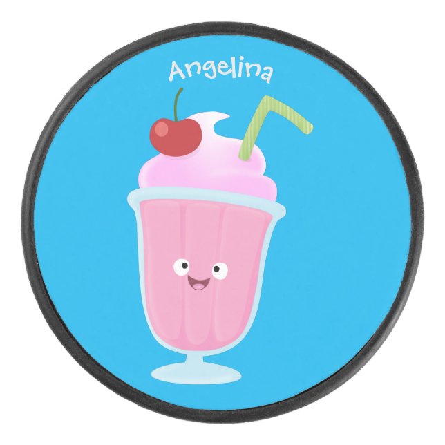 Caricature de crème glacée de fraise mignonne (Devant)