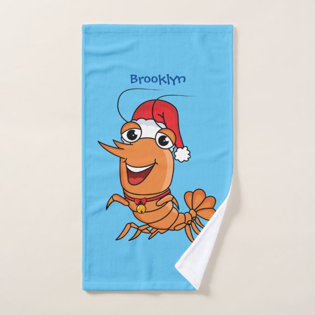 Caricature de crevettes de Noël joyeux (Serviette à main)