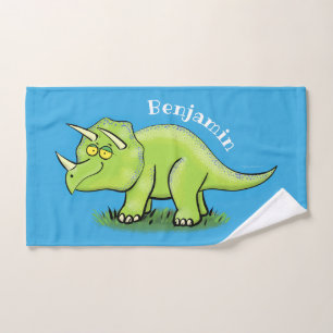 Caricature de dinosaure de triceratops vert mignon