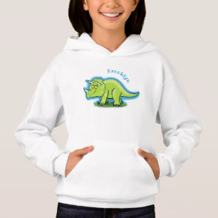 Caricature de dinosaure de triceratops vert mignon