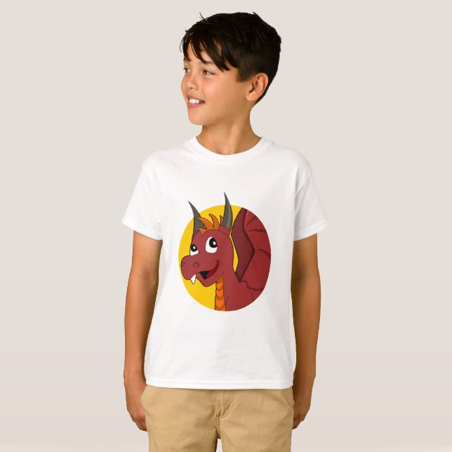 Caricature de dragon rouge T-Shirt (Devant entier)