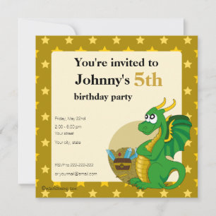 Caricature de dragon vert invitations à imprimer