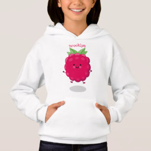 Caricature de framboise très heureuse
