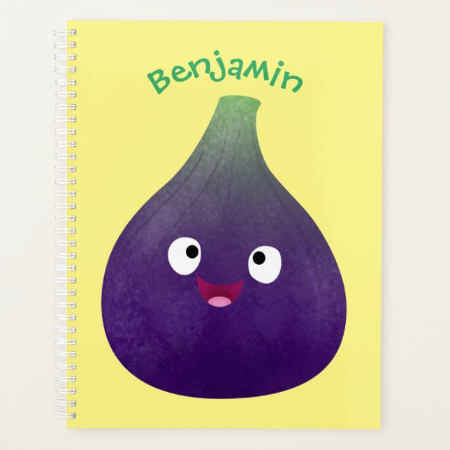 Caricature de fruits mauve joyeux aux figues (Devant)