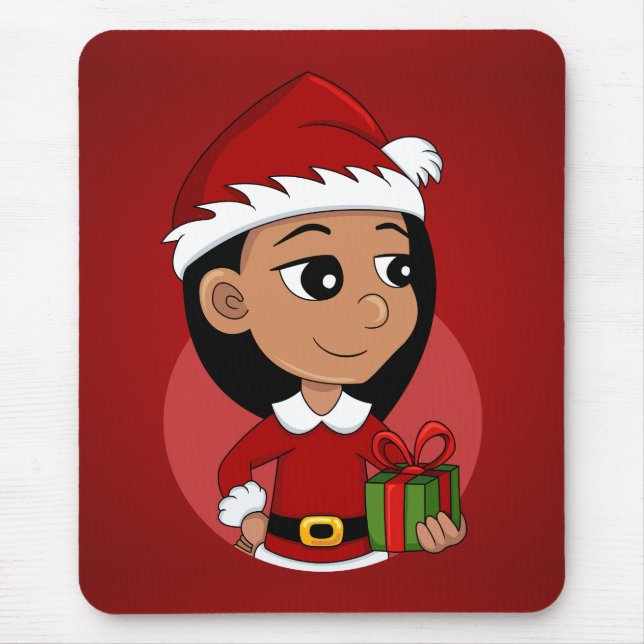 Caricature de la fille de Noël tapis de souris (Devant)