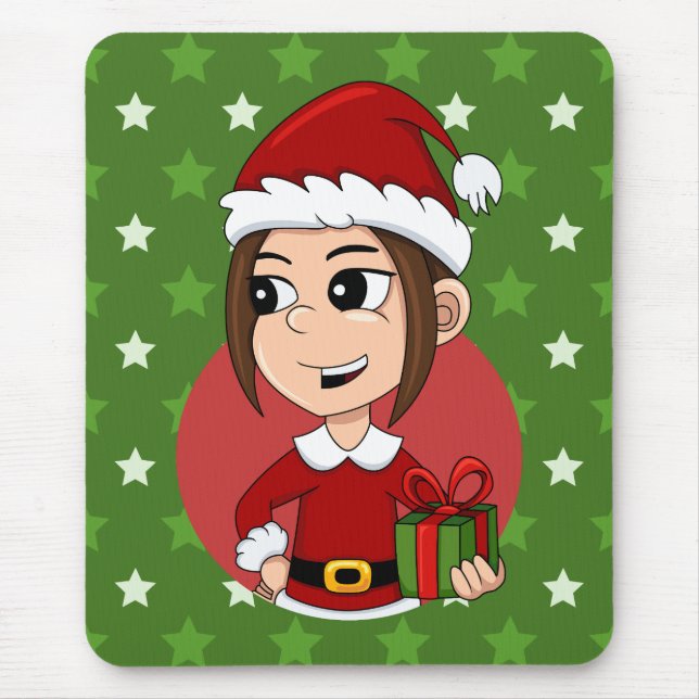 Caricature de la fille de Noël tapis de souris (Devant)