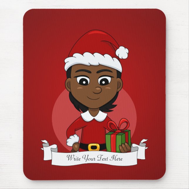 Caricature de la fille de Noël tapis de souris (Devant)
