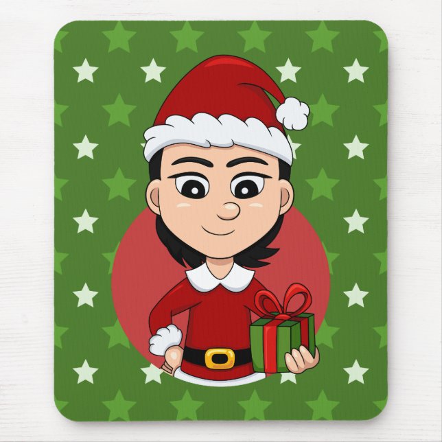 Caricature de la fille de Noël tapis de souris (Devant)