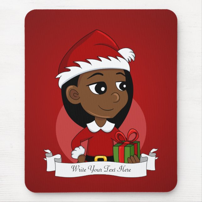 Caricature de la fille de Noël tapis de souris (Devant)