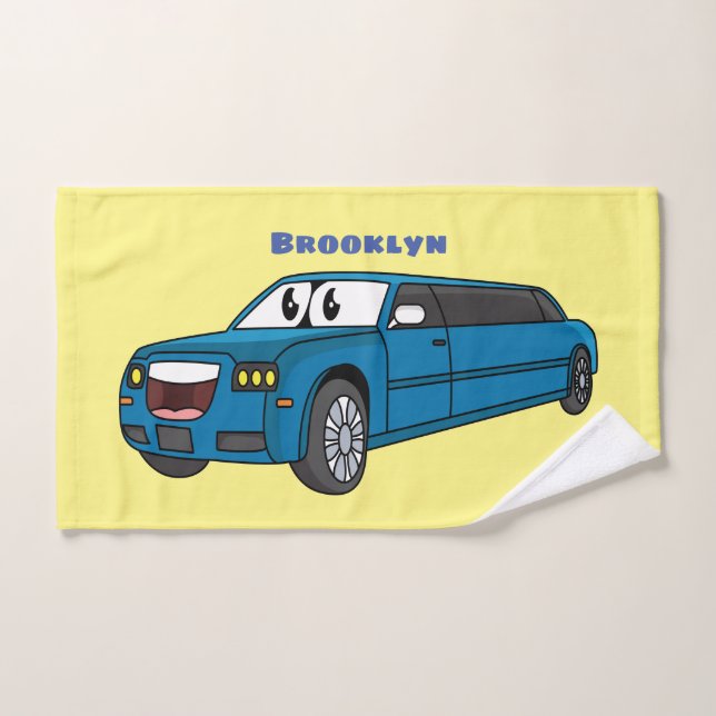 Caricature de la Limousine bleu mignonne (Serviette à main)