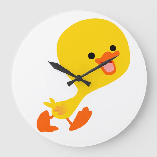 Caricature de marche mignonne Duckling Horloge mur (Recto)