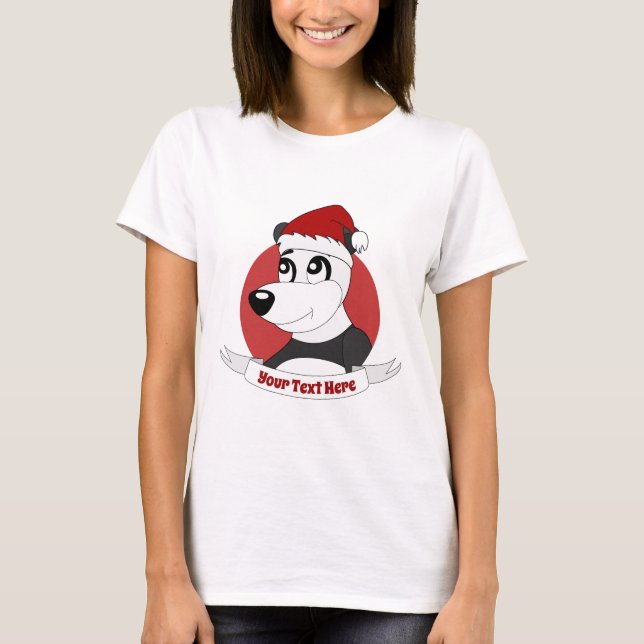 Caricature de Noël avec joli T-shirt ours en panda (Devant)