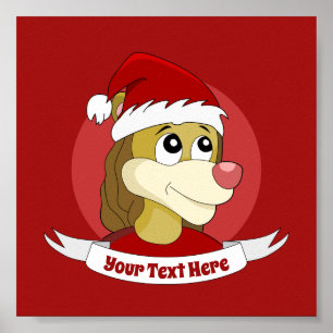 Caricature de Noël avec un poster de lion mignon