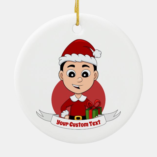 Caricature de Noël garçon ornement céramique (Dos)