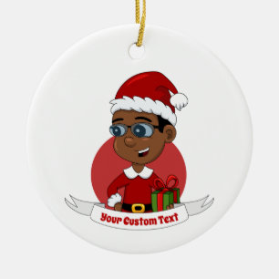 Caricature de Noël garçon ornement céramique
