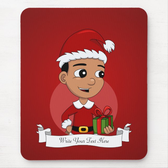 Caricature de Noël garçon tapis de souris (Devant)