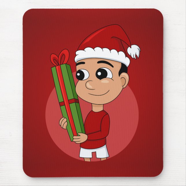 Caricature de Noël garçon tapis de souris (Devant)