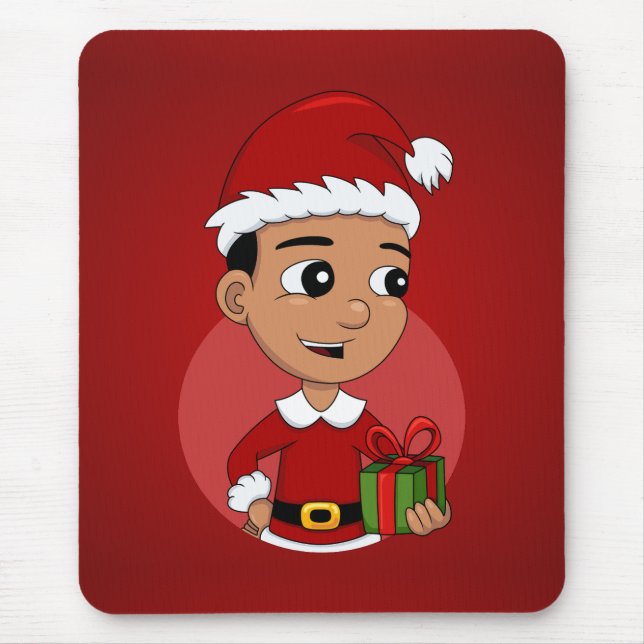 Caricature de Noël garçon tapis de souris (Devant)
