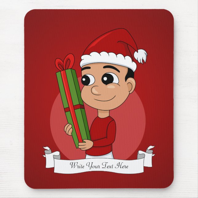 Caricature de Noël garçon tapis de souris (Devant)