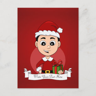 Caricature de Noël garçon vacances carte postale