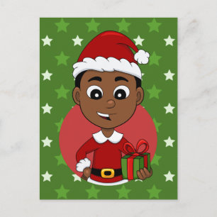 Caricature de Noël garçon vacances carte postale