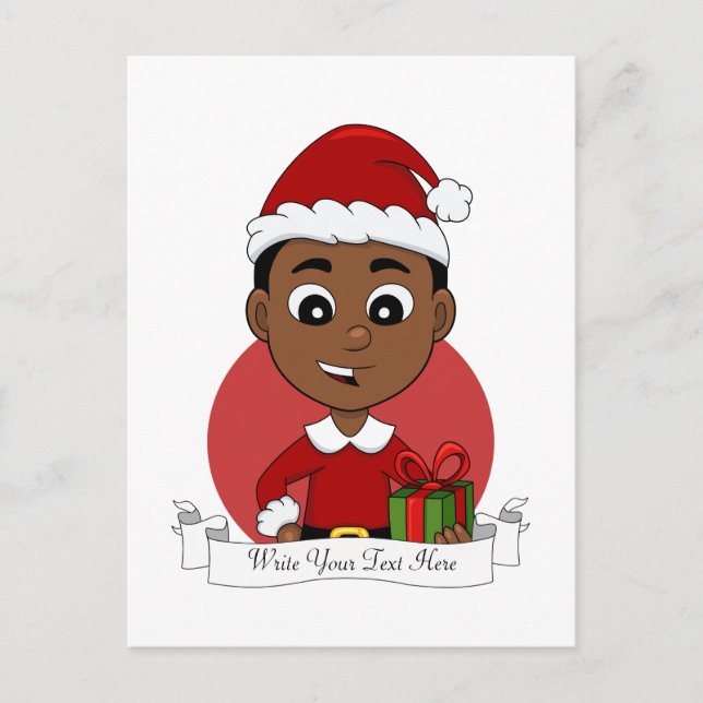Caricature de Noël garçon vacances carte postale (Devant)